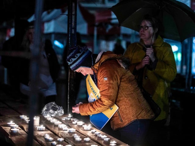 A vigil was held in Northampton town centre on Monday evening (February 28) to show support for Ukraine. Photo: Kirsty Edmonds.