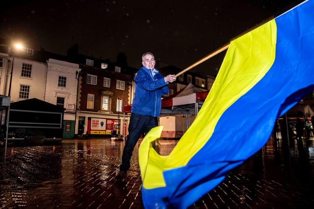 A vigil was held in Northampton town centre on Monday evening (February 28) to show support for Ukraine. Photo: Kirsty Edmonds.