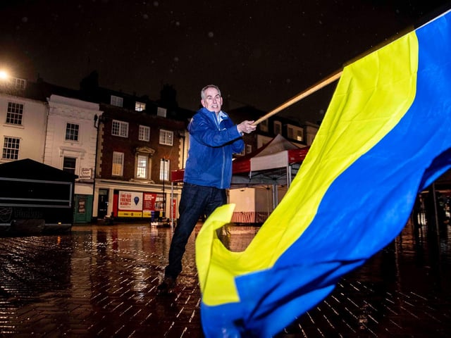 A vigil was held in Northampton town centre on Monday evening (February 28) to show support for Ukraine. Photo: Kirsty Edmonds.