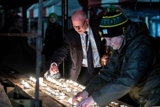 A vigil was held in Northampton town centre on Monday evening (February 28) to show support for Ukraine. Photo: Kirsty Edmonds.