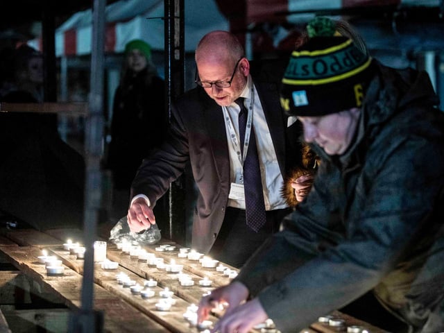 A vigil was held in Northampton town centre on Monday evening (February 28) to show support for Ukraine. Photo: Kirsty Edmonds.