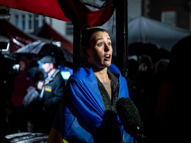A vigil was held in Northampton town centre on Monday evening (February 28) to show support for Ukraine. Photo: Kirsty Edmonds.
