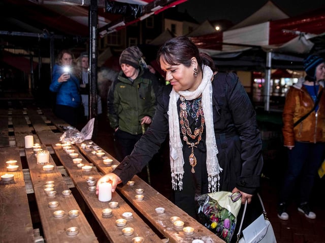 A vigil was held in Northampton town centre on Monday evening (February 28) to show support for Ukraine. Photo: Kirsty Edmonds.