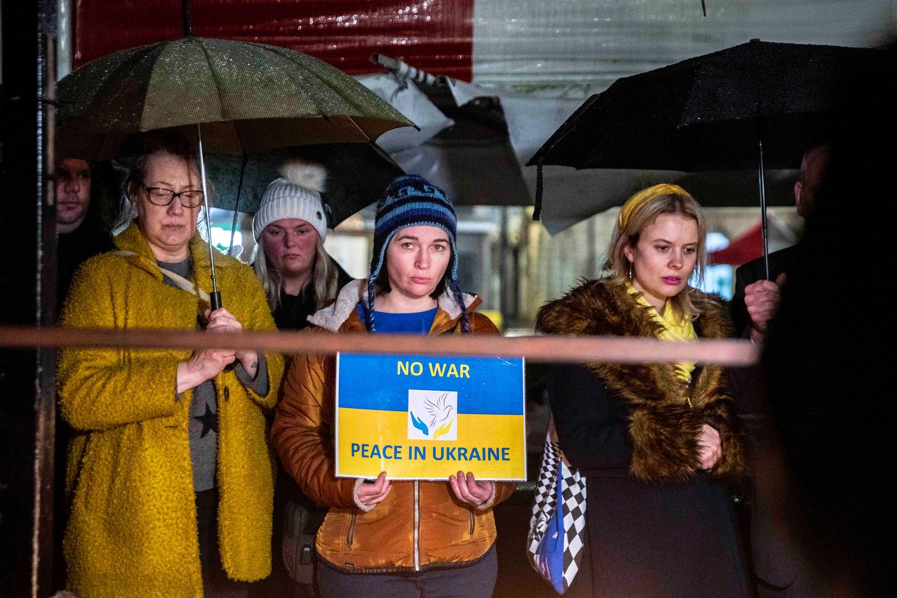 A vigil was held in Northampton town centre on Monday evening (February 28) to show support for Ukraine. Photo: Kirsty Edmonds.