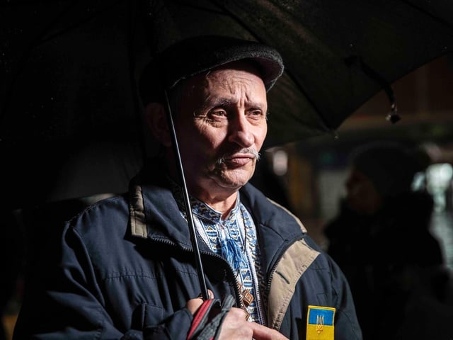 A vigil was held in Northampton town centre on Monday evening (February 28) to show support for Ukraine. Photo: Kirsty Edmonds.
