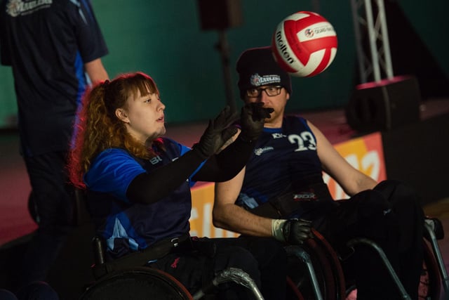 The local wheelchair rugby team showcased their passing prowess.