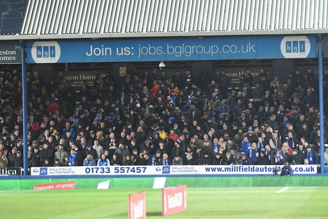Posh fans at the Weston Homes Stadium on Tuesday (March 1).