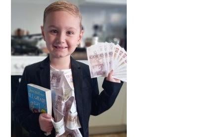 Phinnley, aged six, as Billionaire Boy.