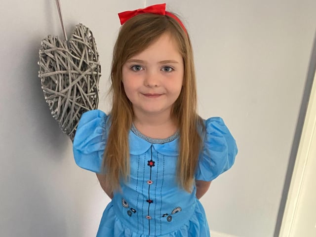 Poppy dressed up as the Roald Dahl character Matilda.