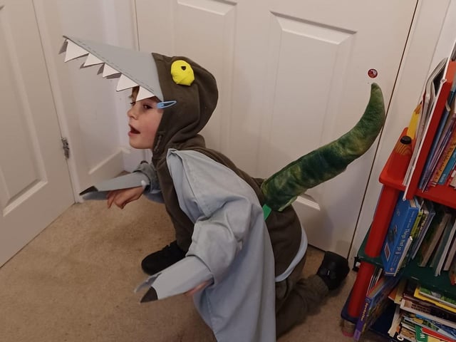 Elliot was a pterodactyl from his dinosaur encyclopedia. Photo by Sophie Turner in Horsham.