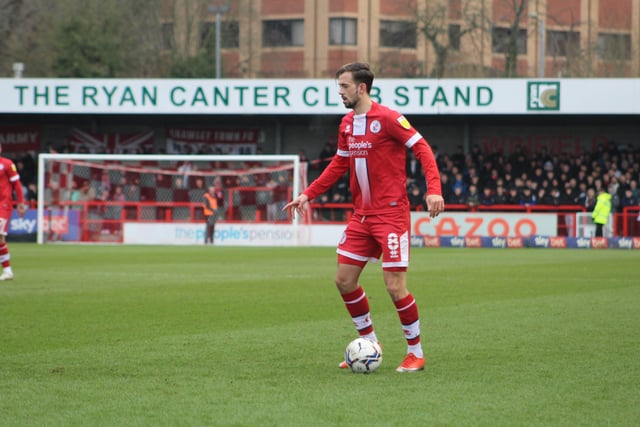 Jack Powell on the ball. Crawley Town v Scunthorpe United. Picture by Cory Pickford SUS-220503-184133004