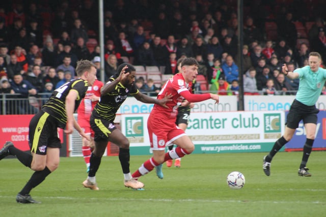 Isaac Hutchinson. Crawley Town v Scunthorpe United. Picture by Cory Pickford SUS-220503-184152004