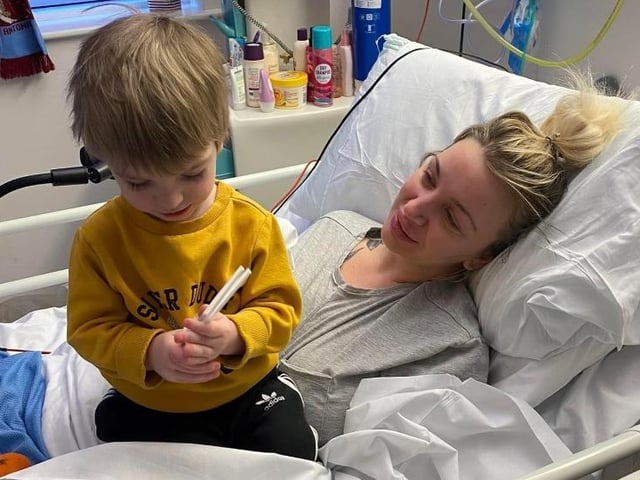 Sadie has two sons, one aged two (pictured) and another aged 16.