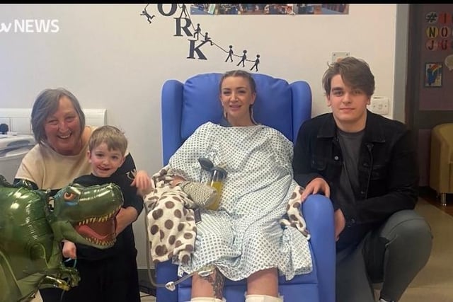 Sadie has had the support of her family and friends throughout her experience. She is pictured here with her mother, Dawn Kemp, and two sons, aged two and 16.
