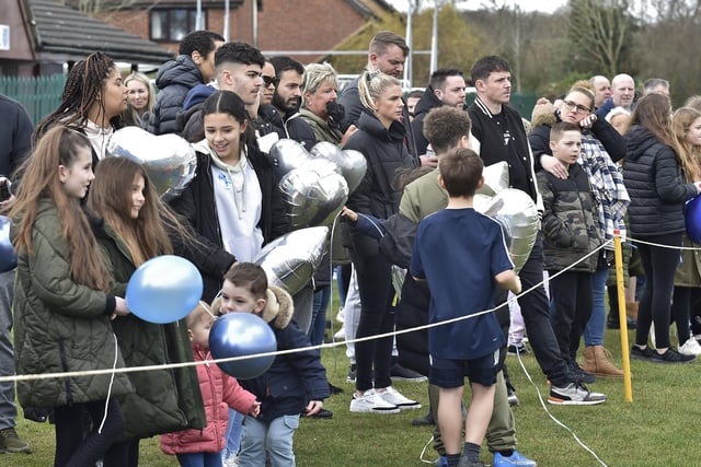 Hundreds of people turned up at Gunthorpe Harriers' Campbell Drive pitches to pay tribute to Kyran.