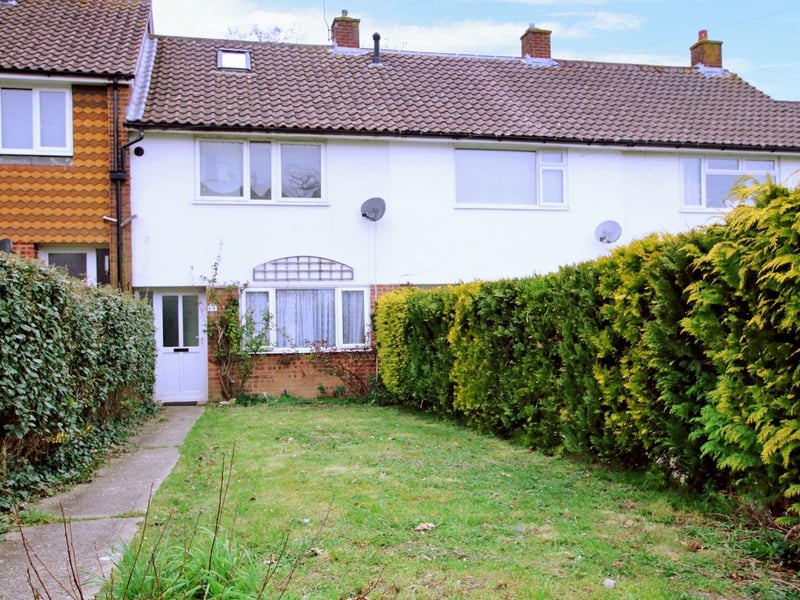The Mount, Hailsham. Three-bedroom terrace house near to the town centre and backing on to the Cuckoo Trail. Guide price: £220,000. Photograph: Zoopla