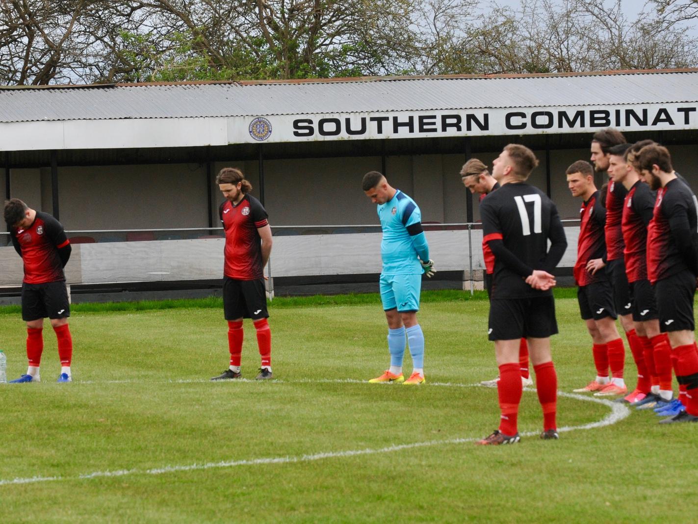 A minute's silence in honour of the Duke of Edinburgh and Shoreham FC joint chairman Ralph Prodger / Picture: Stephen Goodger