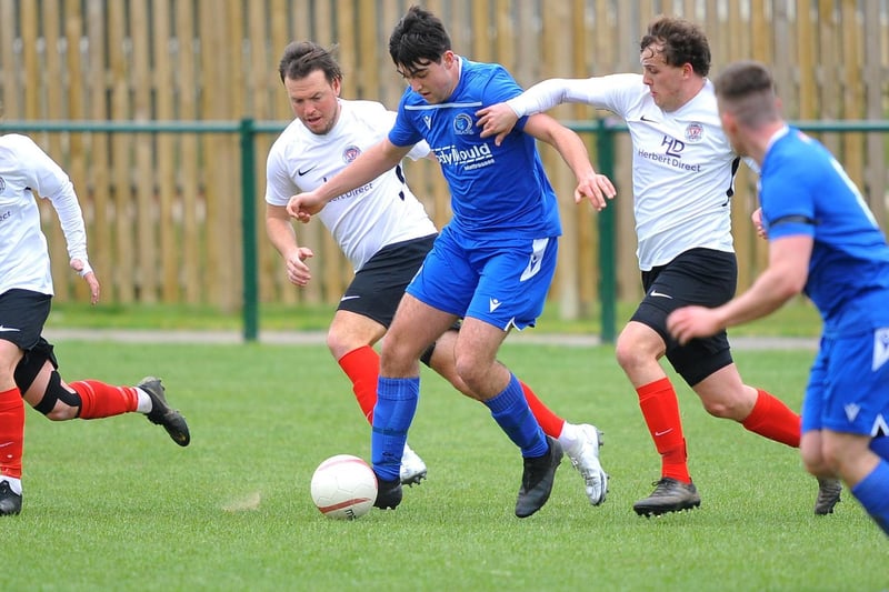 Action from Broadbridge Heath's victory over Horsham YMCA / Picture: Steve Robards