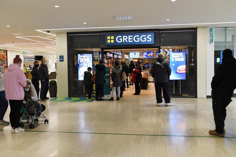 Greggs proved popular among shoppers either after a late breakfast or lunchtime snack.