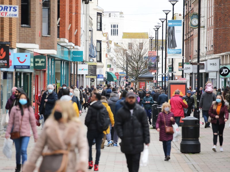 Worthing town centre opened for business again today, as lockdown restrictions eased