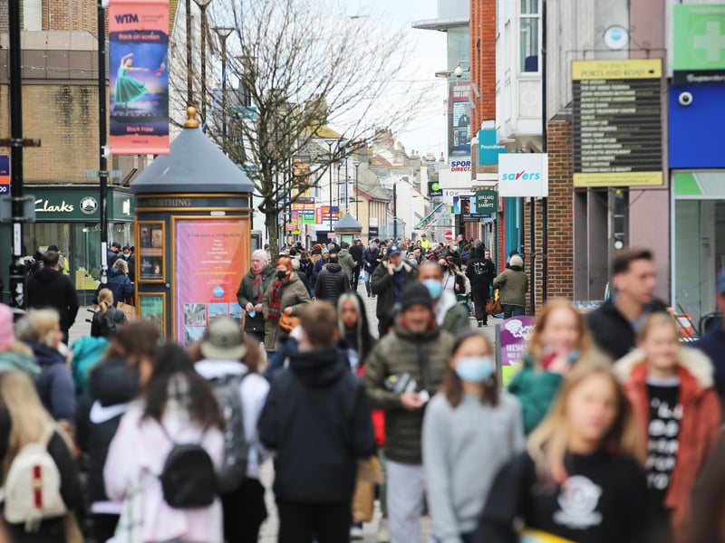 Worthing town centre opened for business again today, as lockdown restrictions eased