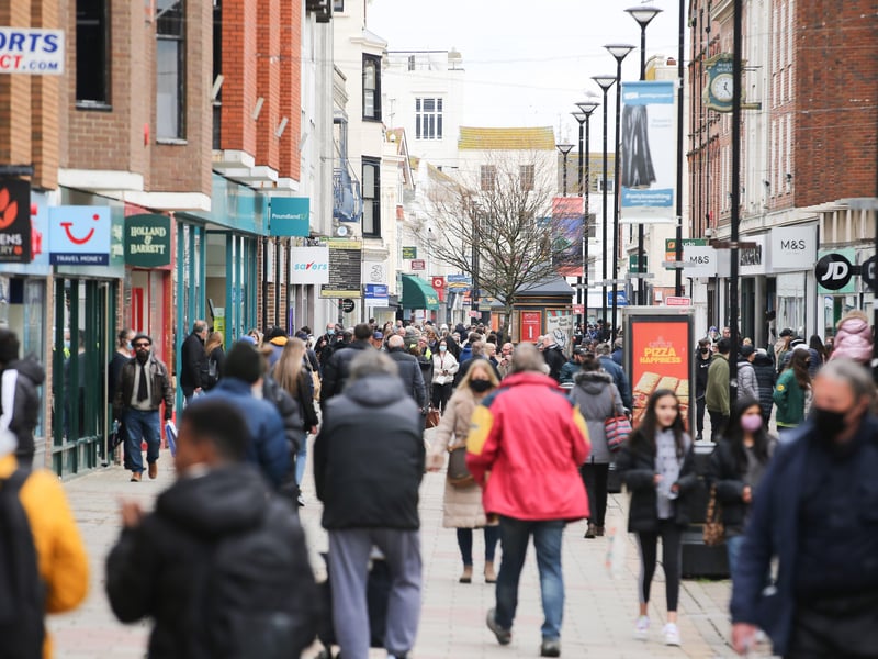 Worthing town centre opened for business again today, as lockdown restrictions eased