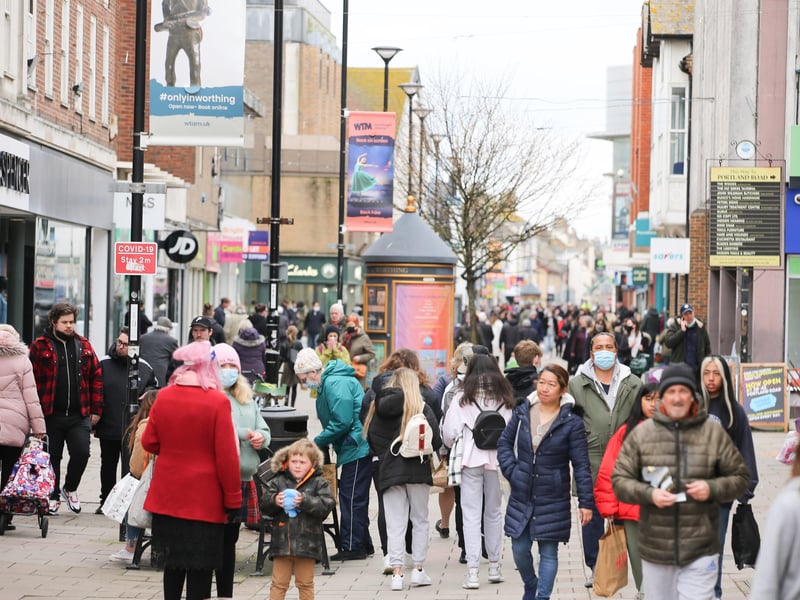 Worthing town centre opened for business again today, as lockdown restrictions eased