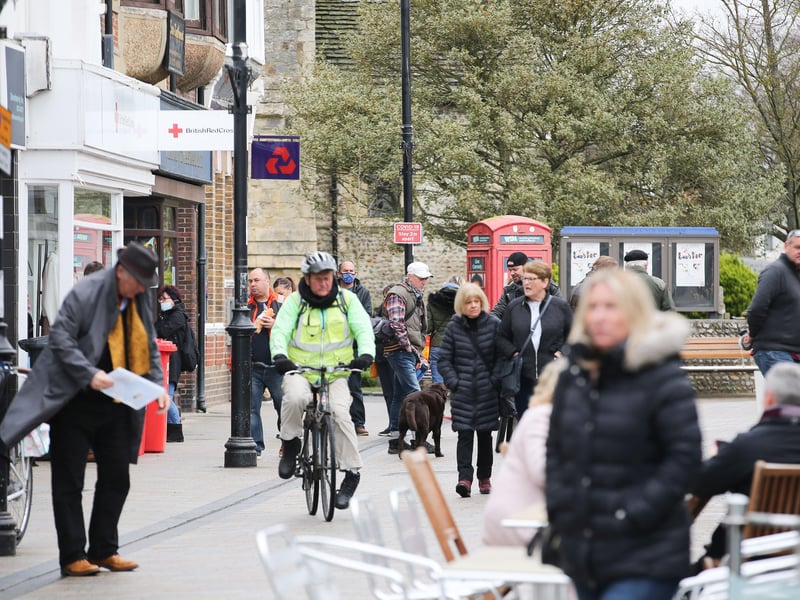Shoreham town centre opened for business again today as lockdown restrictions eased.