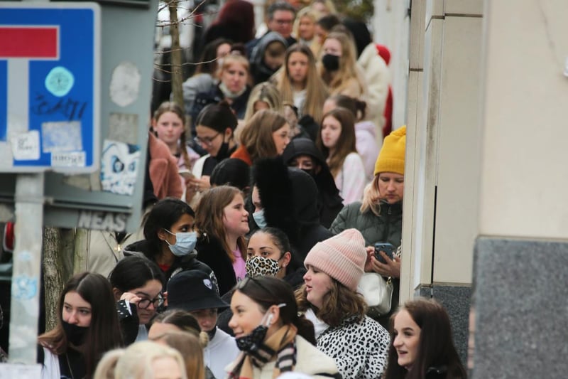 Shoppers queued in the rain to get back to Primark, which reopened today