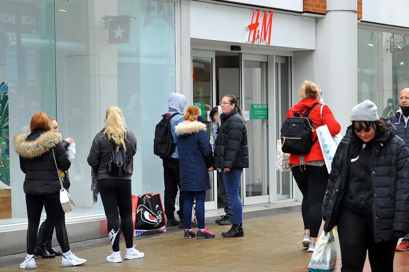 Shoppers queued for the reopening of H&M