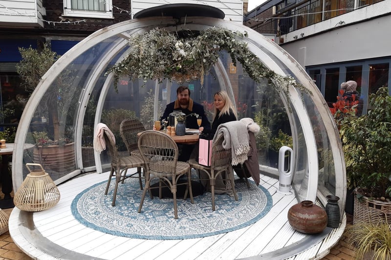 The Coppa Club in Brighton Square has two igloos in its outdoor seating area