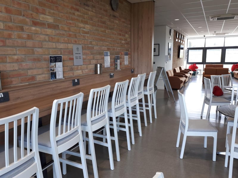 Those wanting to work over a hot drink can use the benches