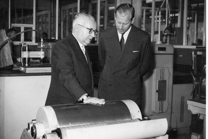Prince Philip's visit to Hazell Watson and Viney’s factory in Aylesbury in 1958