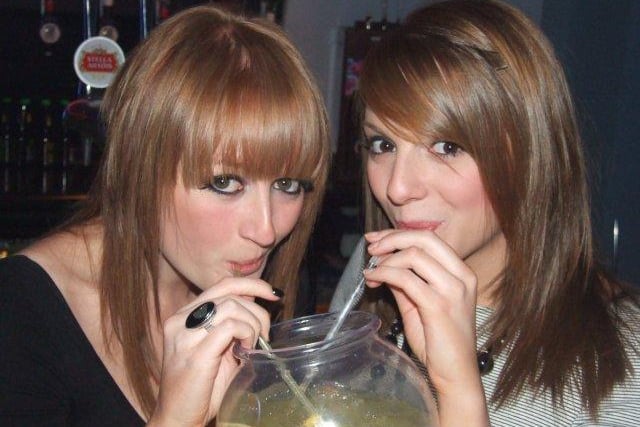 Enjoying a drink in 2009