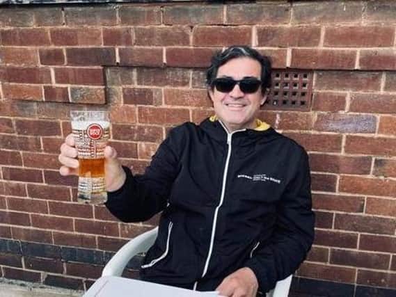 One of the first people to enjoy a pint at the Joiners Arms in Leamington.