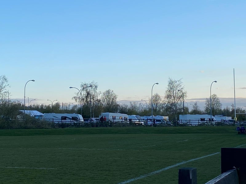 A fleet of around 30 travellers were escorted out of Ross Road by police