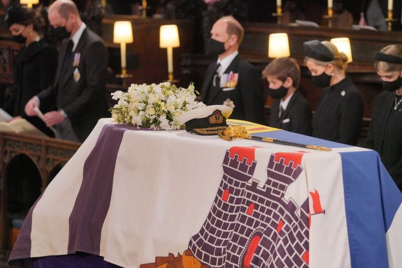 The Duke and Duchess of Cambridge, the Earl of Wessex, Viscount Severn, Lady Louise Mountbatten-Windsor, and the Countess of Wessex at St George's Chapel