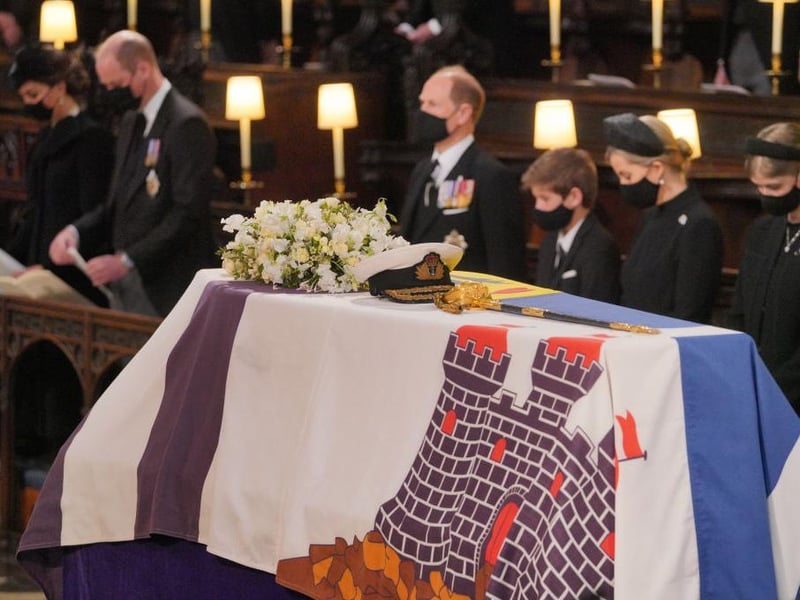 The Duke and Duchess of Cambridge, the Earl of Wessex, Viscount Severn, Lady Louise Mountbatten-Windsor, and the Countess of Wessex at St George's Chapel