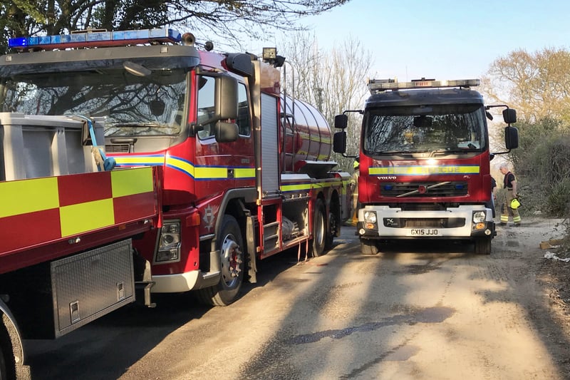 Firefighters tackle large scrap metal blaze near Hastings