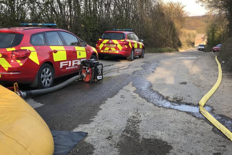 Firefighters tackle large scrap metal blaze near Hastings