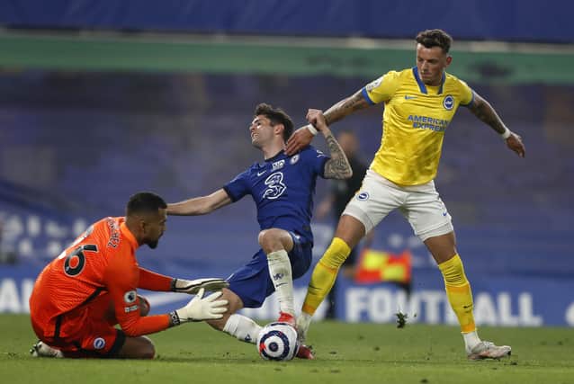 Brighton edged a point closer to Premier League safety after holding Champions League-chasing Chelsea to a goalless draw.  (Photo by Frank Augstein - Pool/Getty Images) SUS-210420-224010001