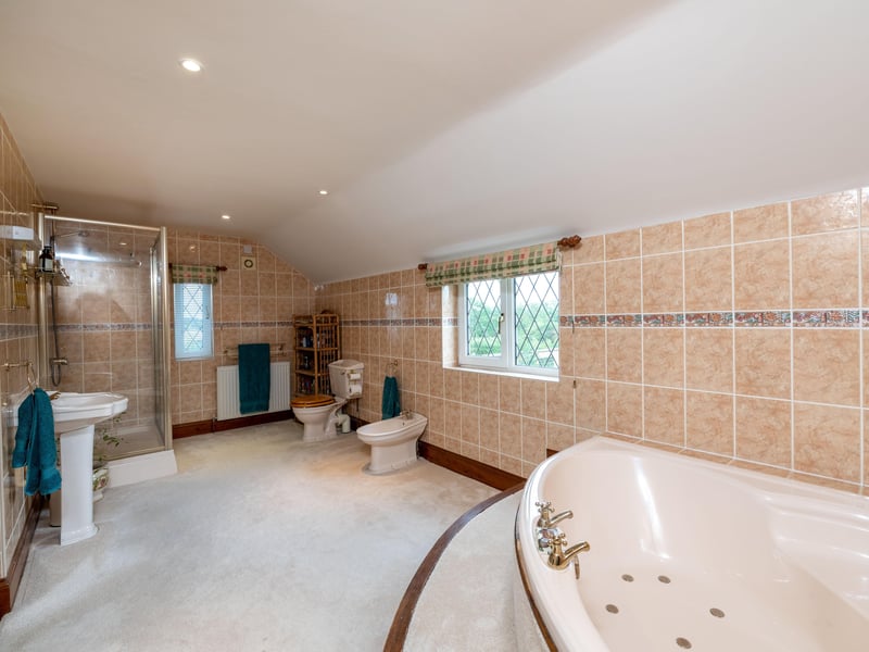 The bathroom of the master suite.