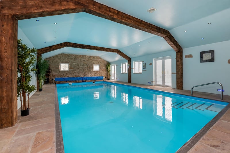 The indoor swimming pool, with York stone surround.