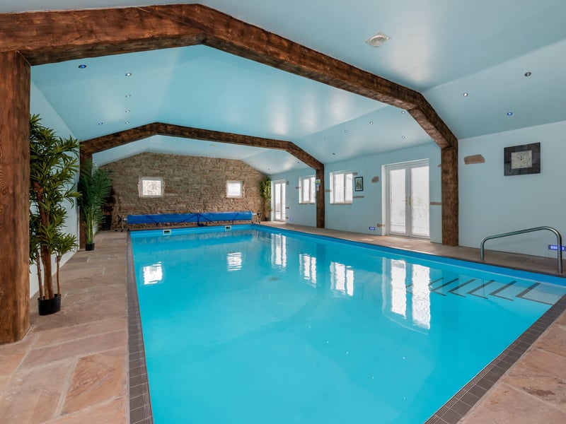 The indoor swimming pool, with York stone surround.