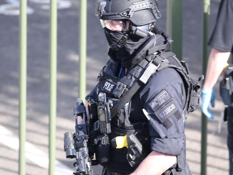 Armed officers at the scene