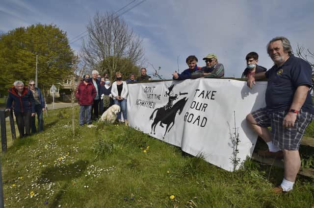 Upton villagers road protest.