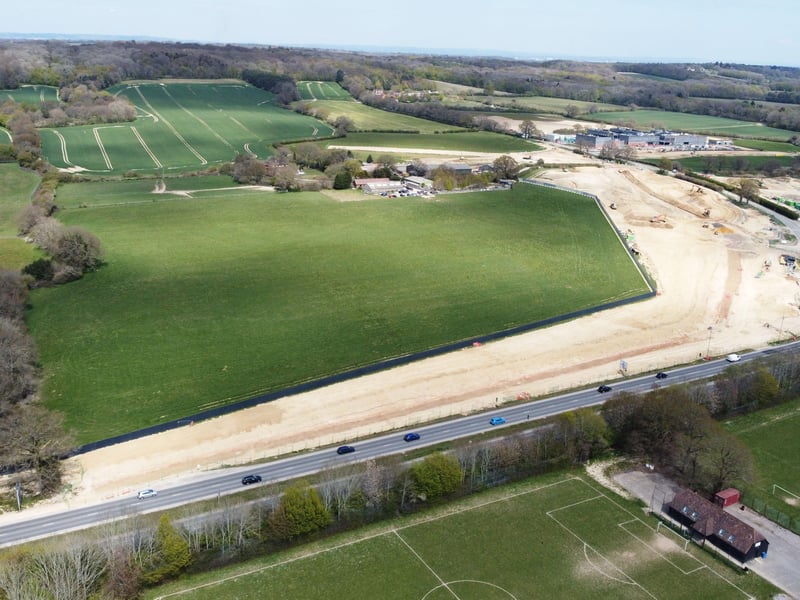 The view from Roffey Football Club to the south of the site
