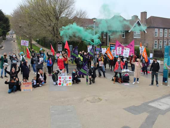 The first day of the latest strike action over academy sponsor announcement for Moulsecoomb Primary School
