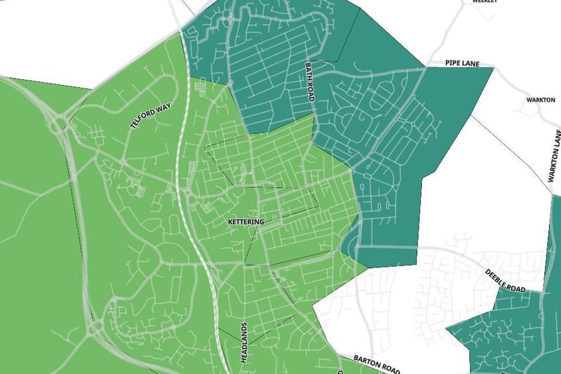 Most areas of Kettering now have case rates less than 50 and the former borough as a whole's rate is 41.3 after seeing 42 lab-confirmed positive tests in the week to April 22