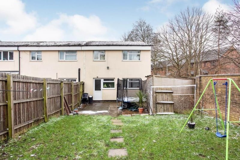 This three-bed end of terrace has a large garden and is on the market for offers over 200,000.
Listed by: Connells